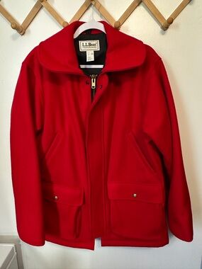 Vintage LL Bean Made In USA Wool Red Field Coat Jacket Men's 42 Mackinaw Cruiser